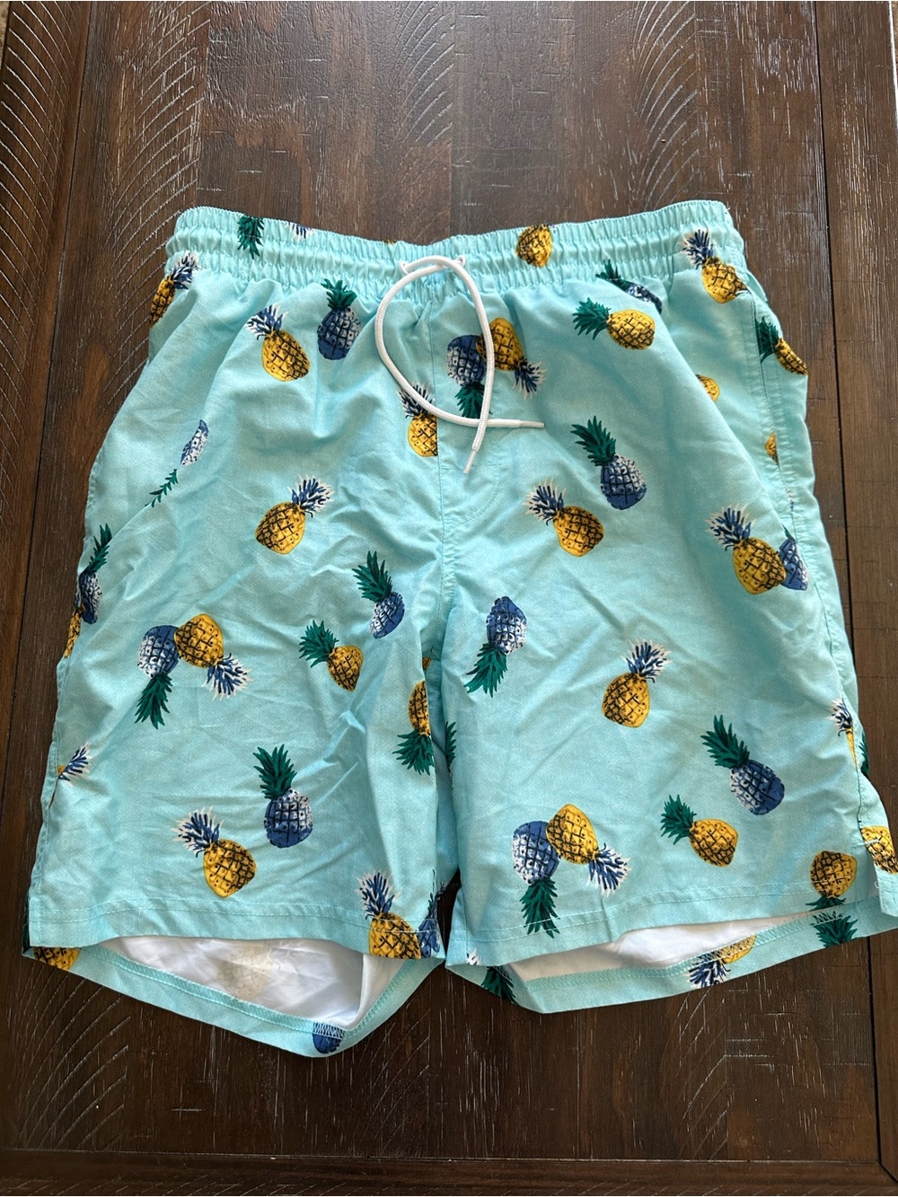 Men's Old Navy Pineapple Print Swim Trunks - Aqua - Size M